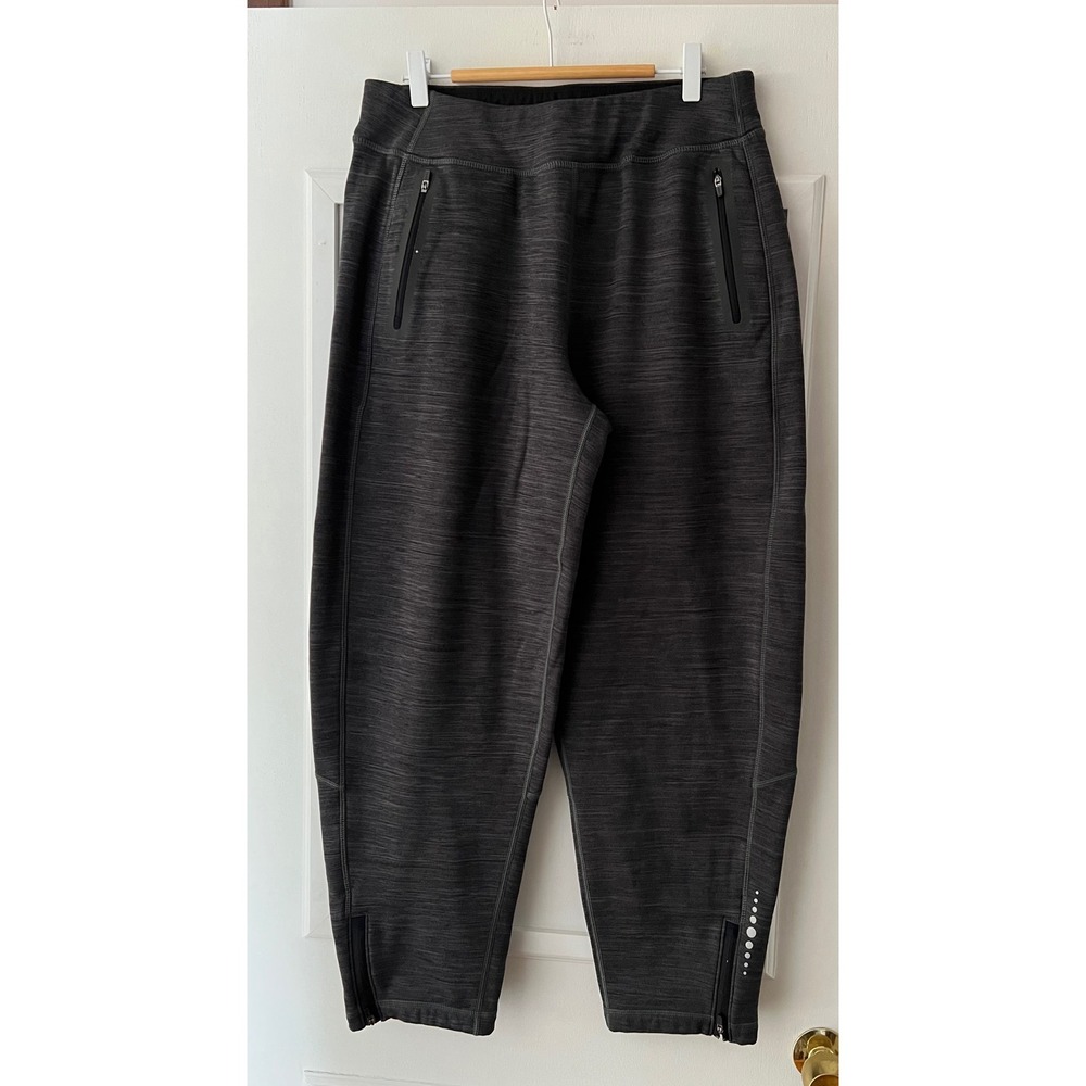 Title Nine Women Gray Space Dye Joggers Running Pants Ankle Zip Pockets Size L